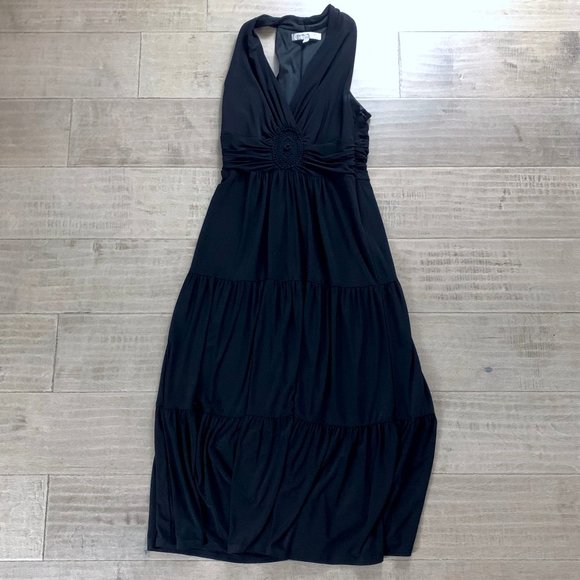 Evan-Picone Black Tiered Sleeveless Dress - Picture 1 of 4